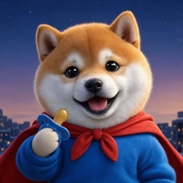 Pacifinu smiling with his pacifier and his red cape bow